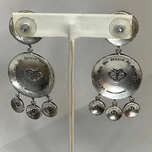 VIRGIN SAINTS AND ANGELS SILVER PAX CROSS EARRINGS BRAND NEW - Picture 3 of 4